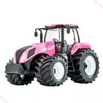 Trator Brinquedo Miniatura New Holland T8 Agriculture Rosa