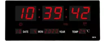 Relógio Parede Led Digital Grande 36cm Termômetro Data L2 Cor Da Estrutura Preto Cor Do Fundo Preto