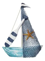 Miniatura Barco Navio Decoração De Madeira Náutica 14,5cm