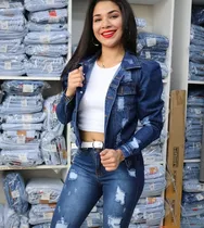 Casaca De Jean Princesa Con Rasgados Talla S 28 Nueva