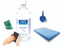 Kit Álcool Isopropilico 99,8% 1 Lt Limpeza Com Bico E Pano