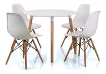 Juego Comedor Eames Mesa Circular Y 4 Sillas - Redonda