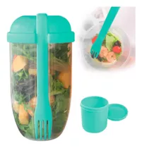  Tupper Contenedor Para Ensalada + Salsero + Cubierto 1000ml