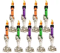 9 Velas Iluminadas Con Manos De Esqueleto, Velas De Hallowee