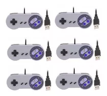 Kit 6 Controles Usb Super Nintendo Snes Joystick Windows Cor Cinza