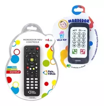 Mordedor Infantil Macio Bebê Controle Remoto E Celular Kit C Cor Preto