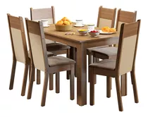 Juego Comedor Honduras Madesa Tapa 6 Sillas - M/c Color Marrón