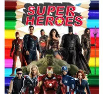 Kit 100 Desenhos Para Pintar E Colorir Super Herois Avengers Vingadores E Liga Da Justiça - Folha A4 ! 2 Por Folha! - #0062