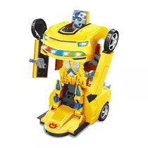 Carrinho Robô Transformes Camaro Amarelo Com Som E Luz