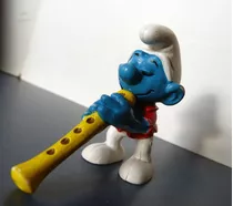 Boneco Smurfs Flautista Peyo Músico Schleich - Anos 80 Vtg