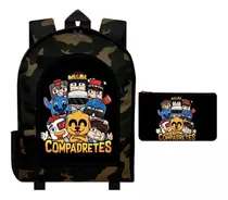 Combo Mochila Camuflada + Cartuchera Los Compadretes Mike