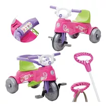 Triciclo Infantil Motoca Rosa Pedal Haste Velotrol Tatetico