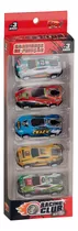 Kit 5 Carrinhos De Fricção Miniatura Racing Club Metal Zoop