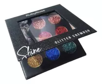 Paleta Shine Glitter Cremoso - 9 Tons Puro Brilho Ruby Rose Cor Da Sombra Preta