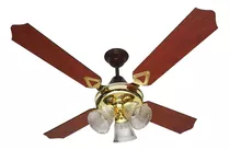 Ventilador Ventilador De Techo Auvent Oro Con Luz V3041 Dorado Con 4 Palas De  Madera, 120 cm De Diámetro 50 Hz 220 v