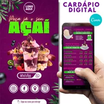 Cardápio Açaí Editável & Digital + Comanda + Bônus
