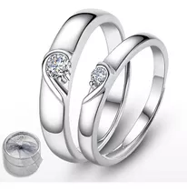 2 Anillos Promesa Plata Fina 925 Corazon Parejas Compromiso.