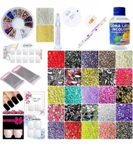 Kit Strass Adesivo De Unhas Iniciante Pedrarias Joias Cartao