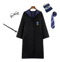 Capa Da Corvinal Harry Potter + Varinha Mágica+gravata+óculo