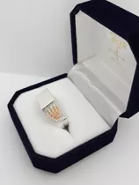 Anillo Iniciales Sello Mesa Plata Y Oro  Corona Dama Mujer