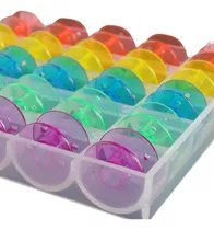 1 Caja Organizador + 36 Bobina Plastica Color Maquina Coser 