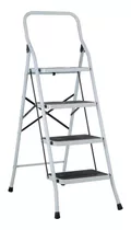 Escalera Plegable 4 Pasos Acero Capacidad 150kg Pretul 24122 Color Gris