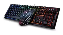 Kit Teclado Mouse Gamer Evolut Rgb Led Usb 2400 Dpi Jogos