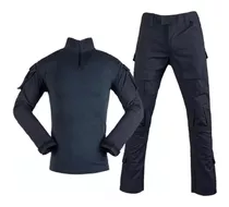 Teñida Negro Airsoft Pantalón + Polera + Proteccion Militar 