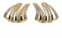 Brinco Ear Cuff Cravejado Folheado Ouro 18 Semijoia Elegante