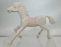 Cavalo Plástico Branco Forte Apache Gulliver Sela Desbotada 