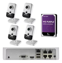 Kit 04 Camaras Ip Hikvision Fullhd 1080p Audio, Wifi/poe 1tb