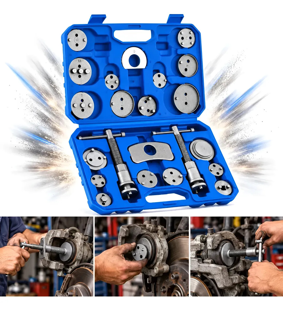 Kit 22 Pcs Ferramenta Para Retornar Êmbolo Da Pinça De Freio Azul