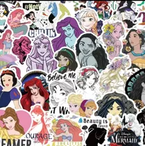 Princesas Disney Stickers 40 Calcomanias De Pvc Vs Agua