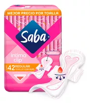 Toallas Femeninas Saba Intima Clip Regular Con Alas 42 Unidades