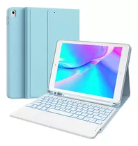 Funda Con Teclado Para iPad 10.2 9/8/7 Generacion (celeste)