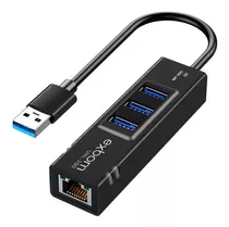 Hub Usb 3 Portas 3.0 + Porta Rj45 Ethernet Giga