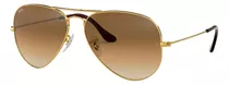 Anteojos De Sol Ray-ban Aviator Gradient Small Con Marco De Metal Color Polished Gold, Lente Light Brown De Cristal Degradada, Varilla Polished Gold De Metal - Rb3025