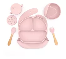 Set Alimentación Bebé Silicona Babero Platos Cubiertos Vaso