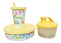 Tupperware Mini Floresta Kit Copo Pratinho Dosador De Leite