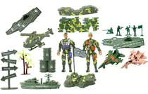 Kit Brinquedos Veículos Militares Soldados Miniatura 21 Pçs