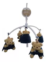 Mobile De Berço Musical E Urso Principe Azul Marinho Coroa