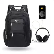 Mochila Masculina Trabalho Notebook Resistente Impermeavel Cor Preto Desenho Do Tecido Liso