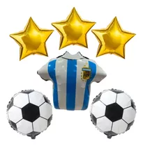 Set Globos Camiseta Selección Argentina Tres Estrellas 50 Cm