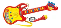 Guitarrinha Infantil Brinquedo Musical Com Microfone Som Luz