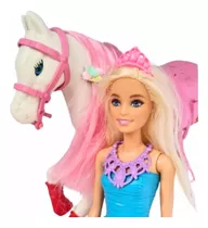 Barbie Original Mattel + Cavalo Rosa C/ Varios Acessórios