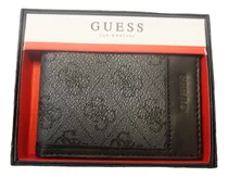 Billetera Hombre Guess Color Negro Con Print Cod. 5718 Diseño De La Tela Liso