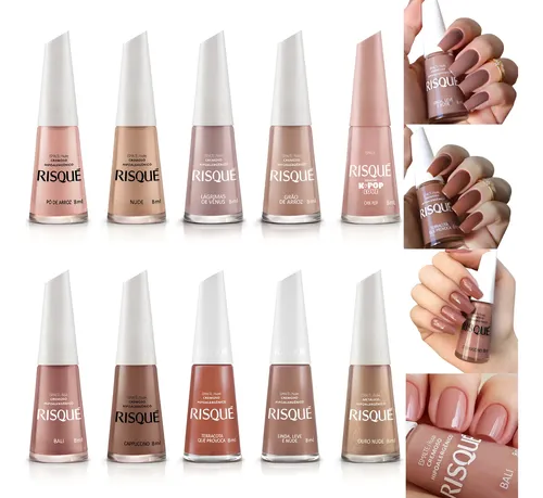 Kit Esmalte Risque Atacado Manicure 10 Cores Tons Nude MercadoLivre