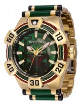 Reloj Para Hombre Invicta Star Wars Inv40973 Multicolor Color De La Correa Oro Verde Color Del Bisel Oro Color Del Fondo Verde/rojo