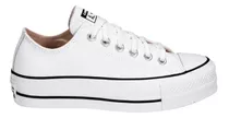 Tenis Converse All Star Chuck Taylor Lift Platform Leather Low Top Color Blanco/negro/blanco - Adulto 26 Mx
