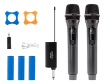 Kit 2 Microfones Sem Fio Dinamico Uhf Com Receptor